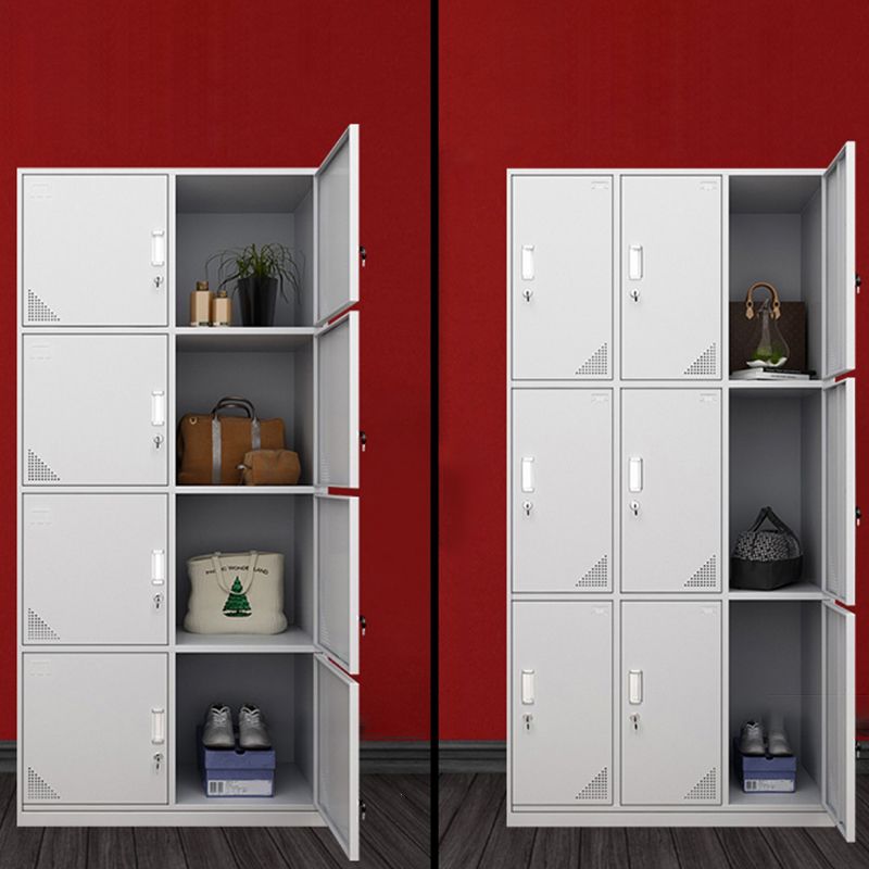 Metal Modern White Wardrobe for Home Matte Finish Cabinet with Hinged Door