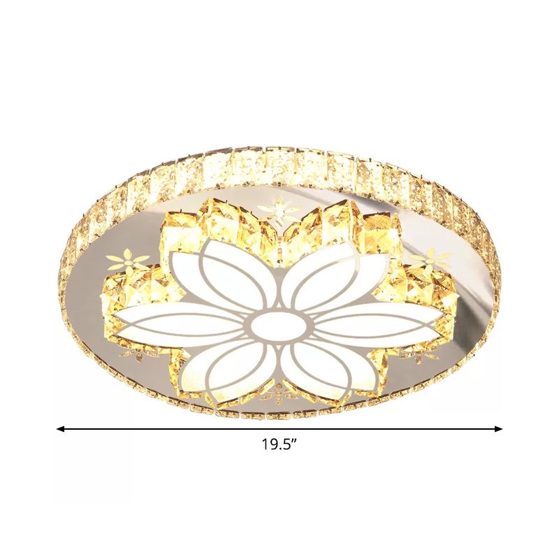 Spiral/Flower Flush Mount Lighting Contemporary Crystal LED Bedroom Ceiling Light Fixture in Stainless-Steel