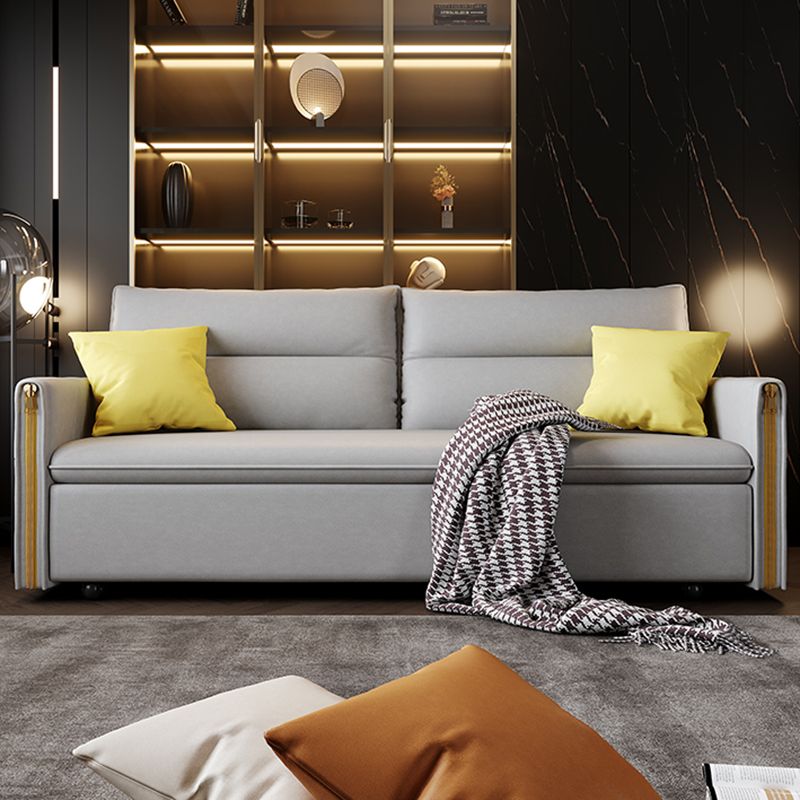 Stain Resistant Faux Leather Contemporary Bed Sofa Couch in Grey
