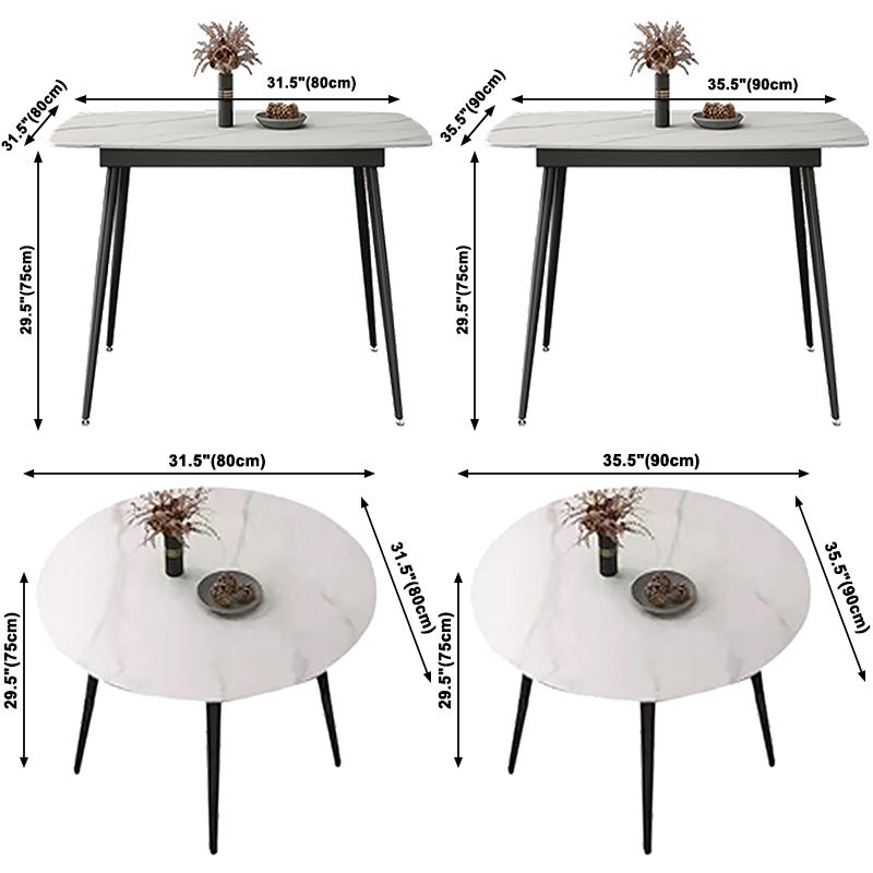 Muebles para el hogar de piedra de comedor de estilo contemporáneo de 4 pies con pierna de metal