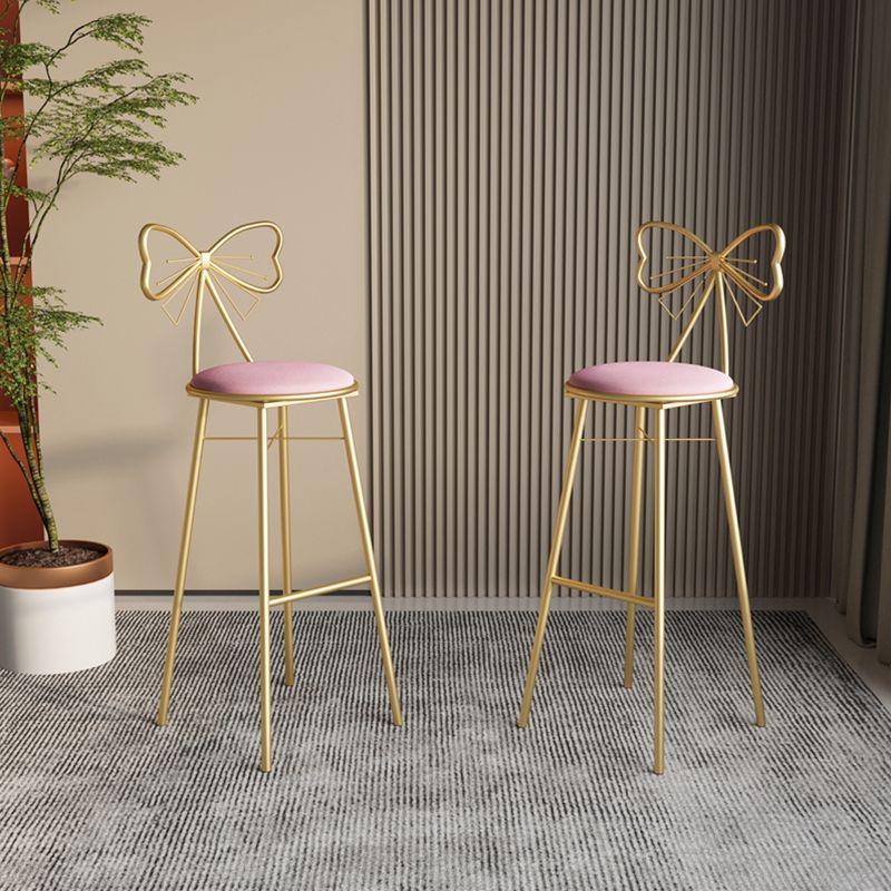 Glam Armless Backrest Counter Stool Iron Cashier Bar Stool with Cushion and Pedal