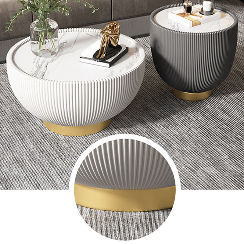 Stone Round Coffee Table Glam Pedestal Coffee Cocktail Table Set