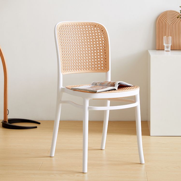 Chaises de salle à manger sans bras modernes, chaise latérale à dossier ouvert en plastique pour café-bar