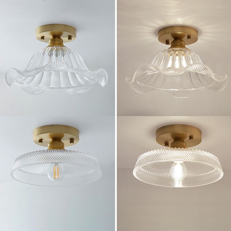One-Light Vintage Ceiling Light Brass Metal Ceiling Mounted Fixture