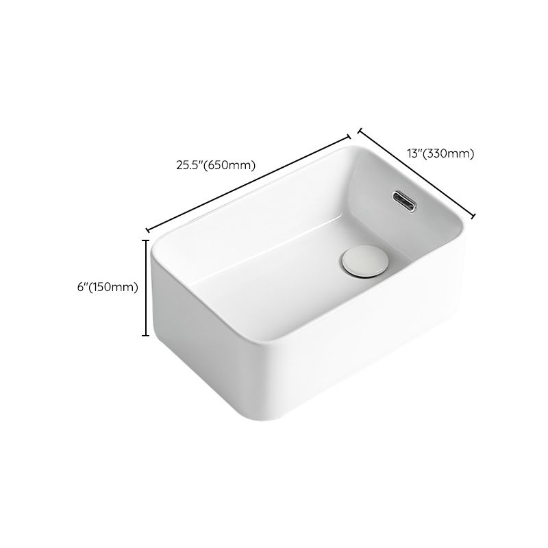 Modern Bathroom Sink Porcelain Solid Color Rectangular Vessel Bathroom Sink