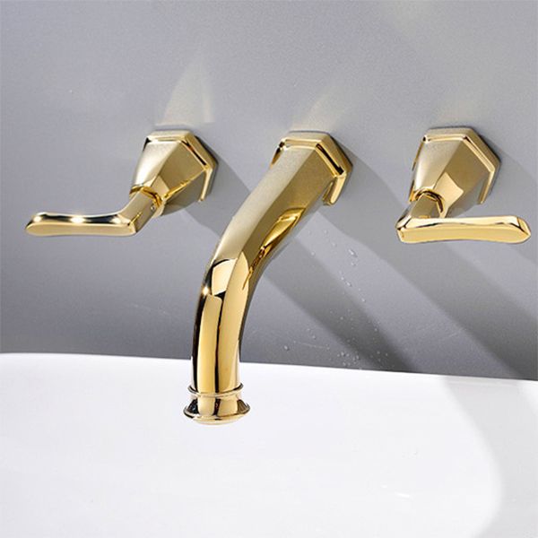 Glam Tub Faucet Wall Mounted Double Handle Low Arc Bath Faucet Trim