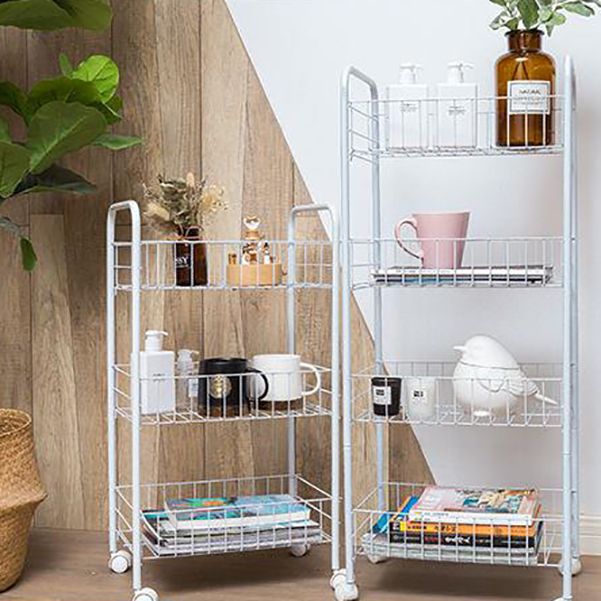Industrial Iron Etagere Bookshelf Open Vertical Bookshelf with Caster Wheels