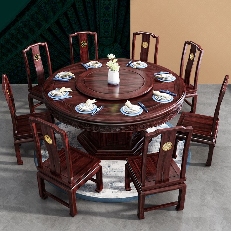 Solid Wood Dining Table Pedestal Round Dinner Table for Dining Room