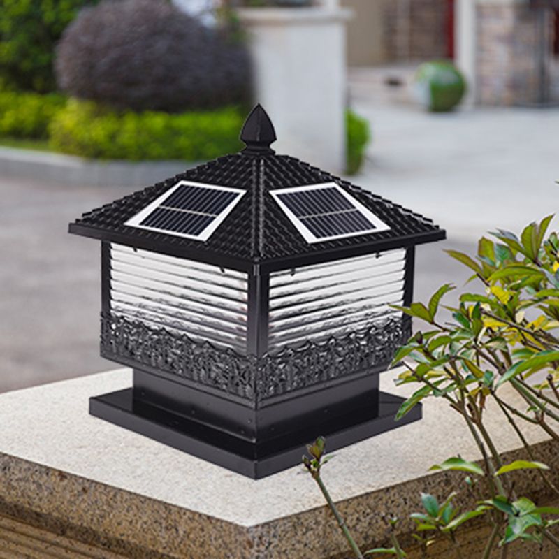 Contemporary Pillar Lighting Creative LED Solar Lighting Fixture for Backyard