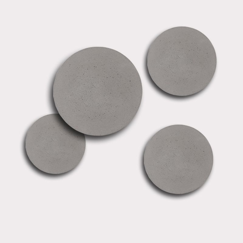 Flat Round Wall Sconce Light Minimalistic Cement Grey LED Wall Mount Light for Bedside