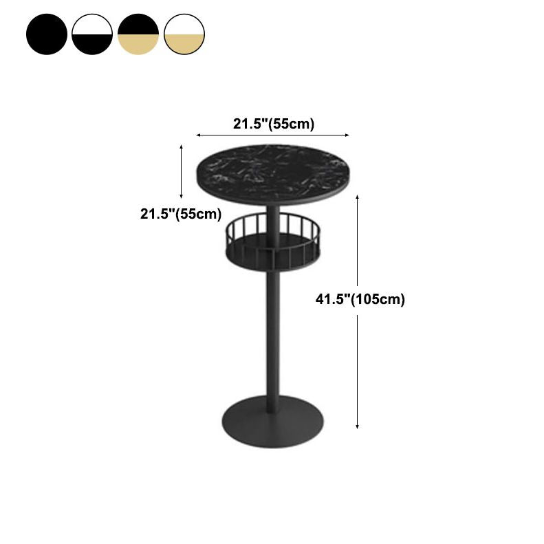 Glam Style Marble Bar Table 42-inch Height Metal Base Bistro Table
