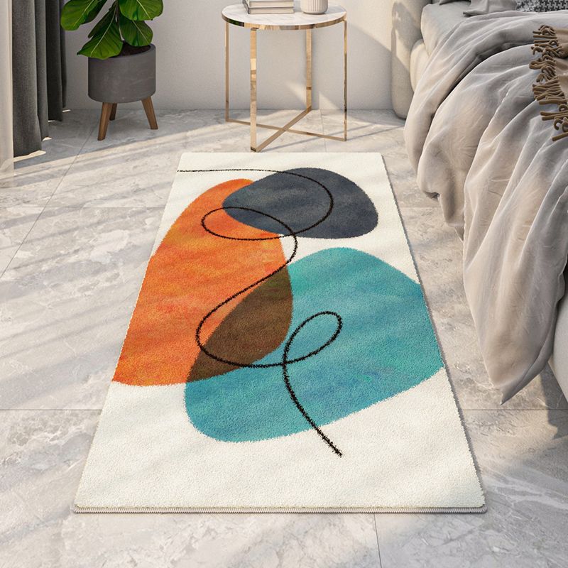 Orange Nordic Rug Polyester Line Rug Washable Indoor Rug for Home Decoration