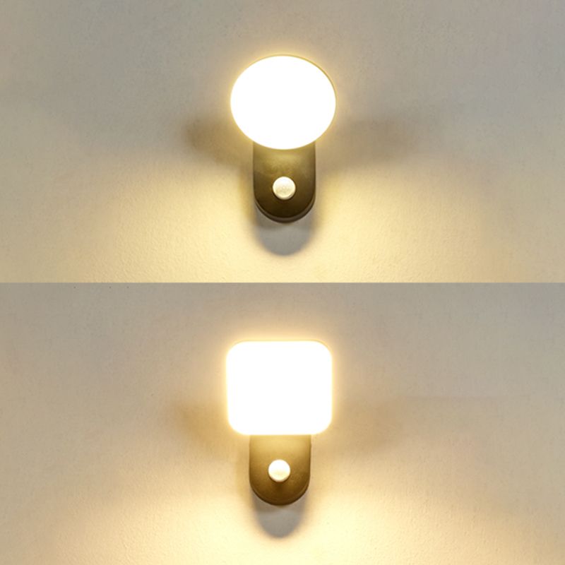 Modern Metal Wall Sconce LED Geometric Shape Wall Light with Acrylic Shade for Courtyard