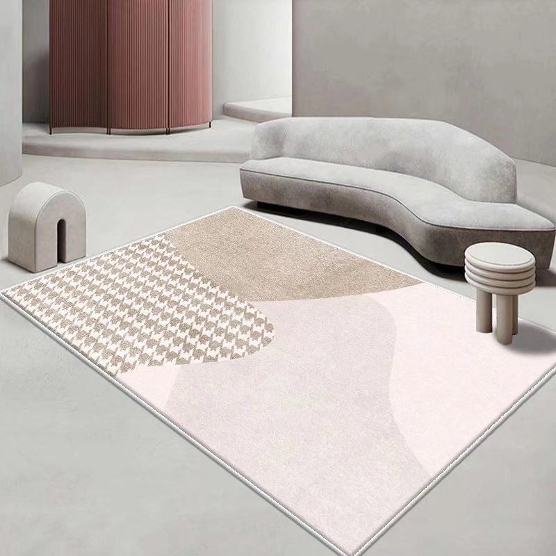 White Modern Rug Polyester Color Lump Rug Washable Rug for Drawing Room