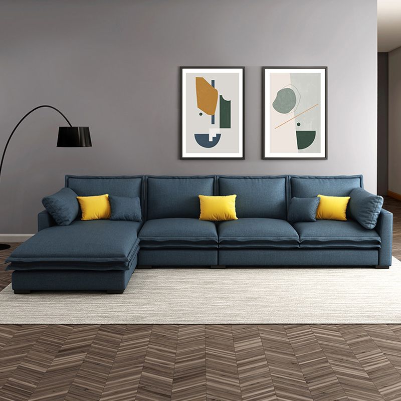 Pillowed Back Cushions Sectionals with Square Arm,127.95" L for Living Room