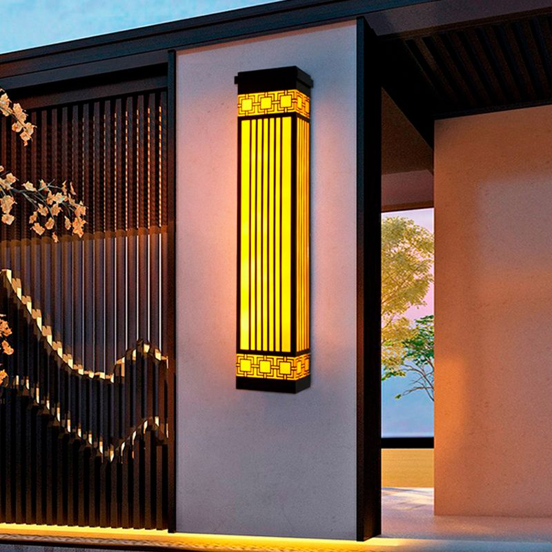 Contemporary Wall Sconce Rectangular Outdoor Wall Light Fixture for Courtyard