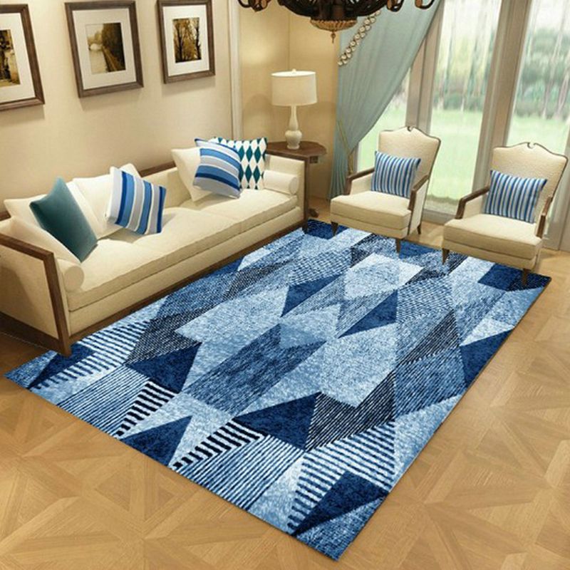 Nordic Living Room Rug Multi-Color Geometric Indoor Rug Synthetics Anti-Slip Backing Machine Washable Area Carpet