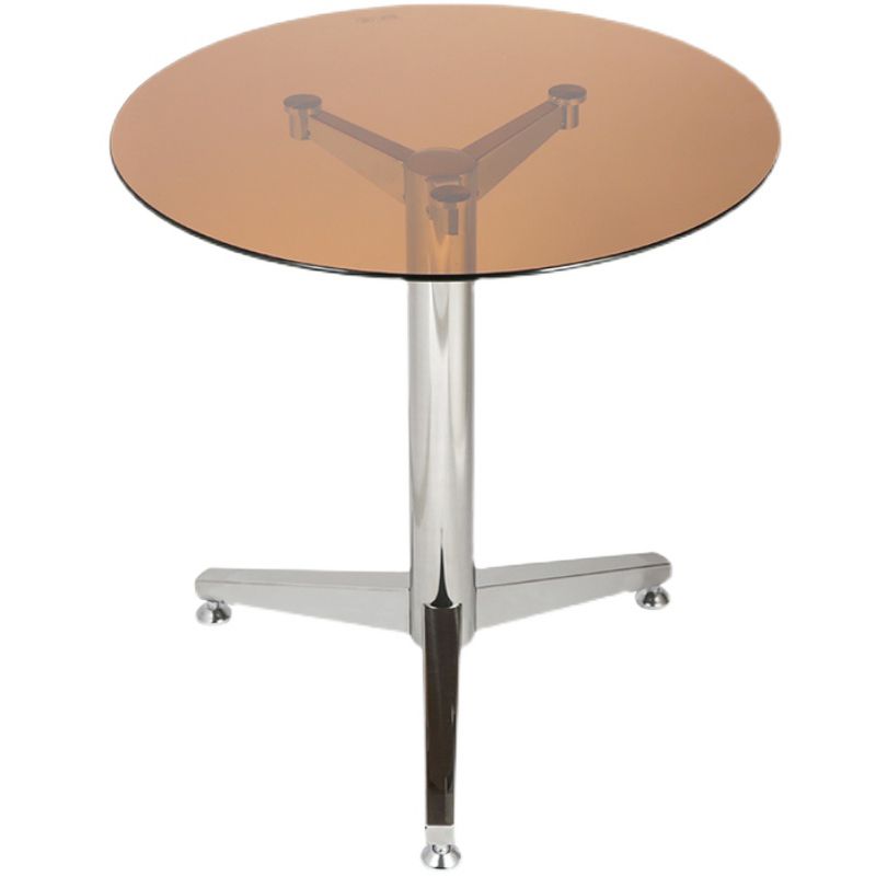 Modern Round Dining Room Table Tempered Glass Table with Pedestal Base