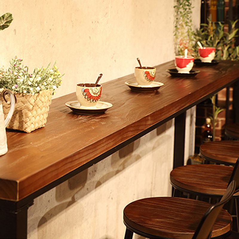 Modern Bar Table Black Iron Solid Wood Pub Table for Outdoor