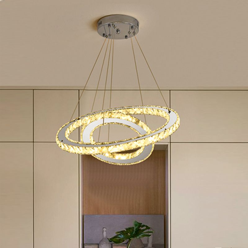 Lampade lampadario moderno ad anello lampada lampadario a più testa con tonalità di cristallo