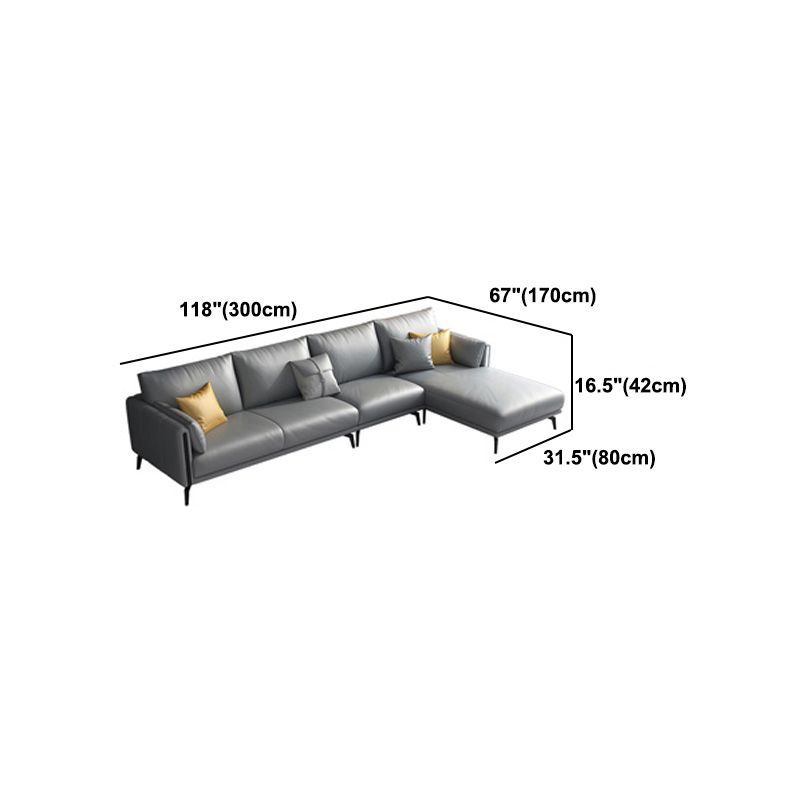 Gray Faux Leather Straight Arm Sofa/Sectionals with water proof for Living Room