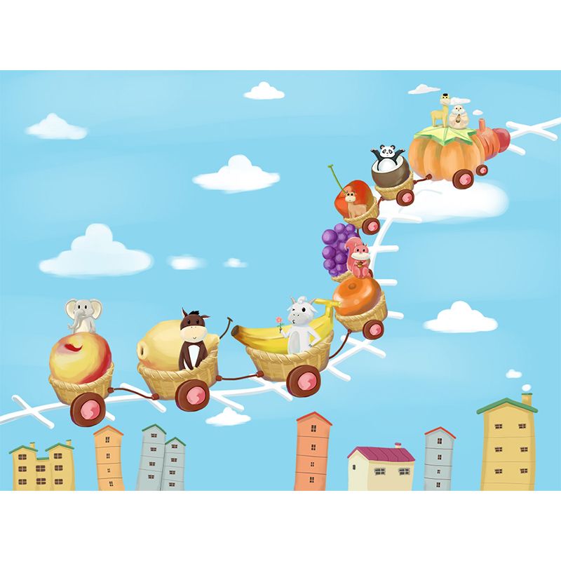 Large Cartoon Wall Mural Decal Soft Color Animal Pattern Wall Covering, Custom Made