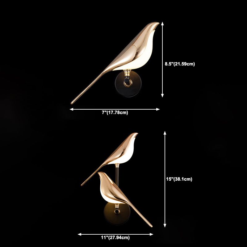 Multi Lights Bird Shaped Wall Lighting Fixtures Modern Style Metal Wall Mounted Lamps