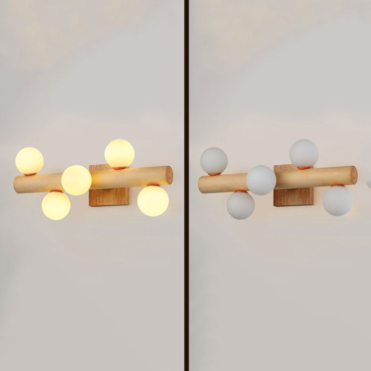 Japanese Style Wood Wall Light Geometric Shape Wall Sconce Lamp Fixture for Bedroom