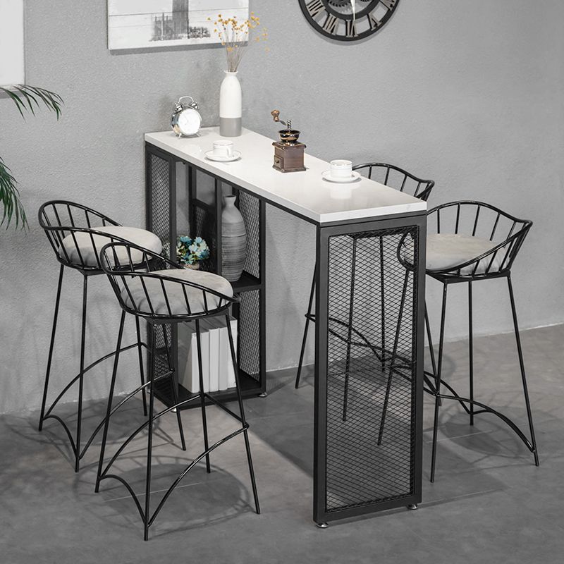 Indoor Rectangle Bar Pub Table Set 1/2/3/5 Pieces with Storage Metal Pub Set