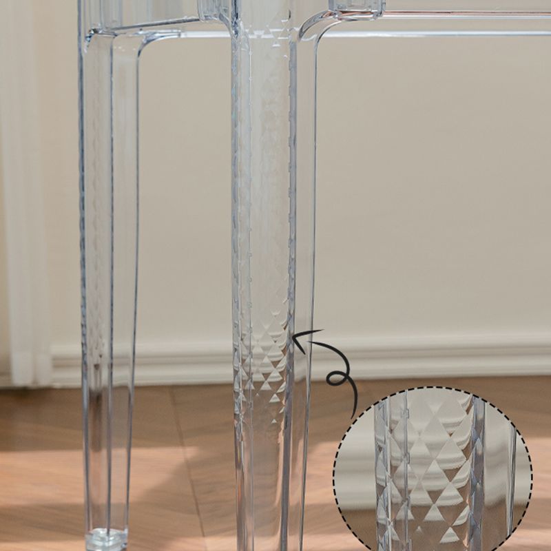Modern Tempered Glass Desktop Geometric Acrylic Legs Dining Table for Dining Room