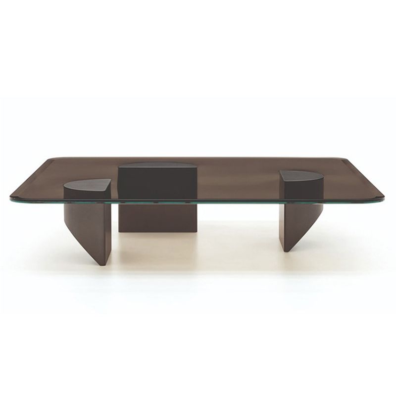 13.7" Contemporary Style 3 Legs Metal Base Square Glass Top Coffee Table