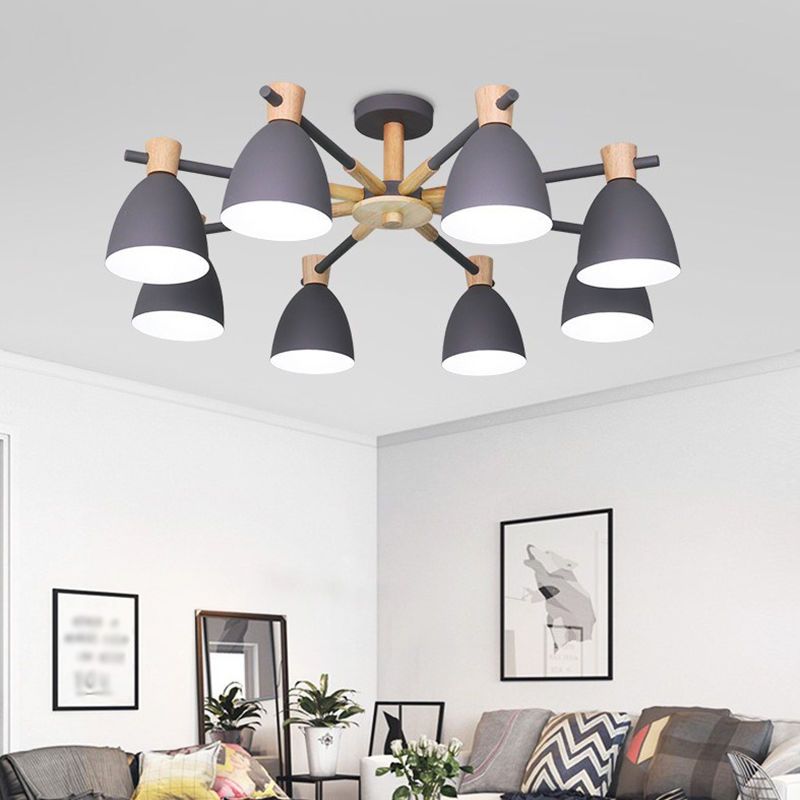 Cone Shape Hanging Chandelier Modern Macaron Style Metal Multi Light Hanging Lamp