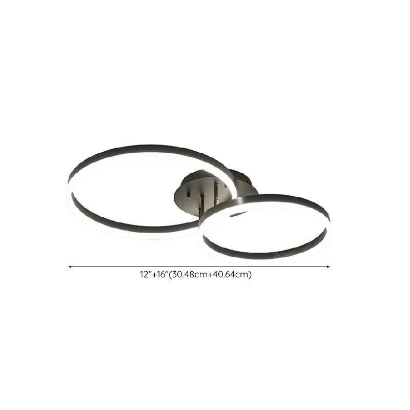 LED Circle 2 / 3 - Light Semi Flush Mount Metal and Acrylic Black Ceiling Semi Flush