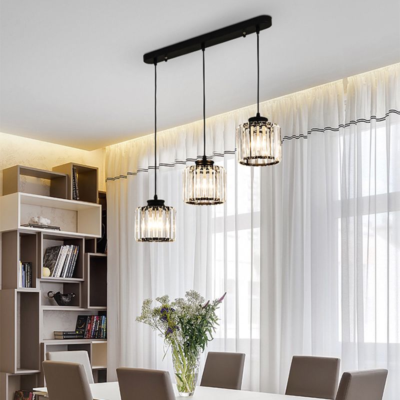 3 têtes Crystal suspendu éclairage pendentif contemporain pour le salon