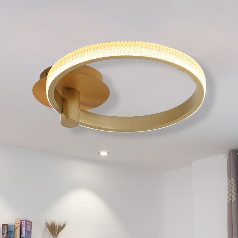 Anello a soffitto a LED minimalista Luce 18 "/22" W Camera da letto in oro acrilico Semi -filo lampada a montaggio in luce calda/bianca/naturale