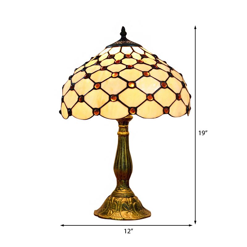 Domed Shade Study Room Reading Light Art Glass Tiffany Traditional Desk Light in Beige