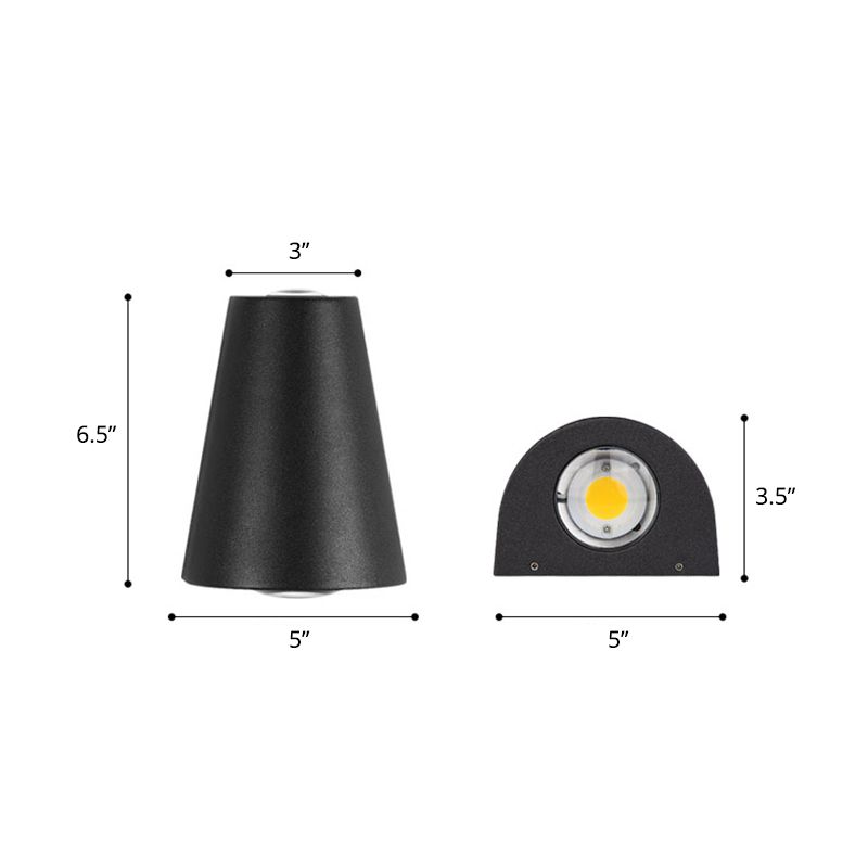 Trapezoid Up and Down LED Wall Sconce Modern Metallic Garden Wall Light in Black