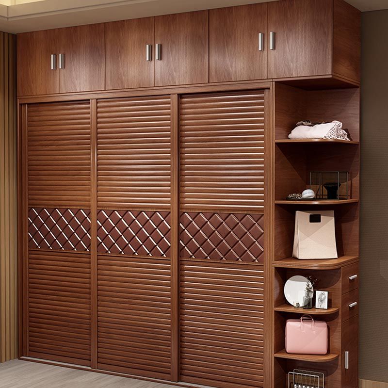 Bedroom Wardrobe Storage Cabinet Artificial Wood Modern - Armoire with Shelves