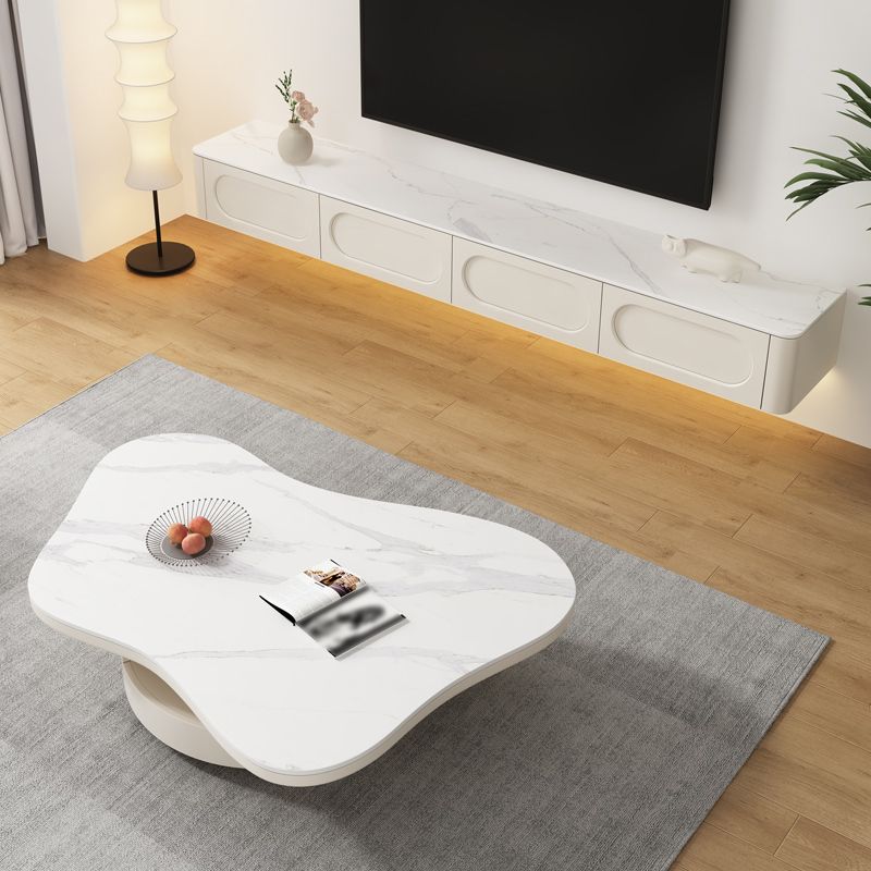 Slate Top Coffee Table Abstract Coffee Cocktail Table with Storage Drawers