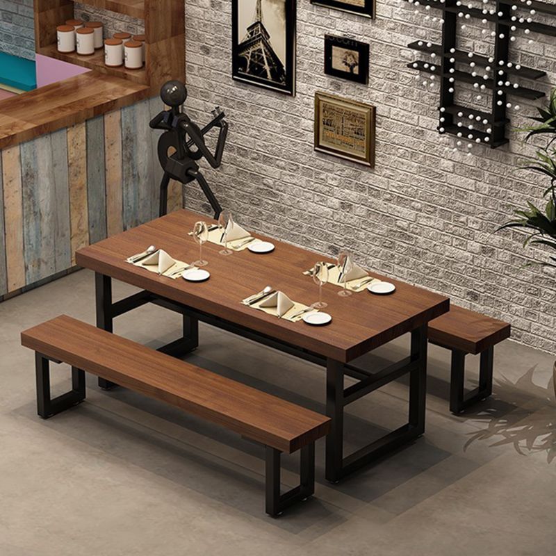 Industrial 1/3/5/7 Pieces Dining Set Rectangle Pine Wood Dining Table for Cafe