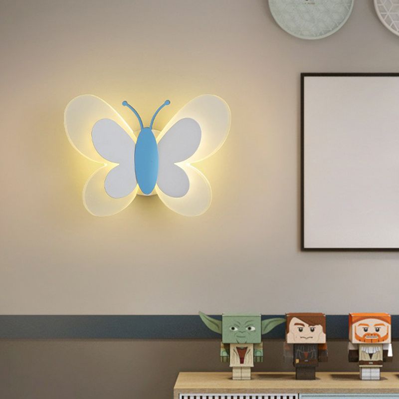 Decorative Butterfly Sconce Light Acrylic Childrens Bedroom LED Wall Mounted Lamp