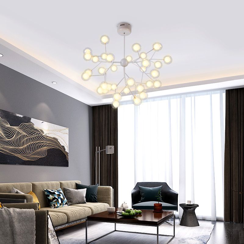 Minimalist Molecule Chandelier Double Glass Living Room Suspension Lighting Fixture