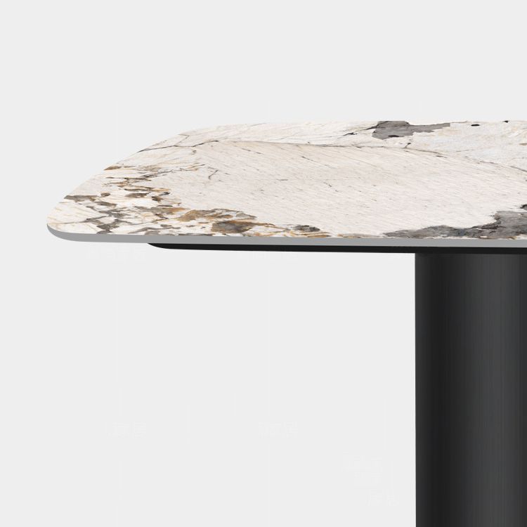 Table de salle à manger rectangulaire Simplicity Table en pierre frittée avec double piédestal