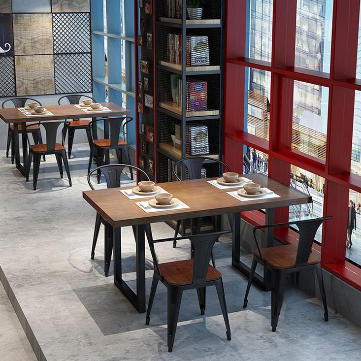 Industrial Wooden Dining¬†Room¬†Set with Rectangle Table and Metal Base Dining Table Furniture