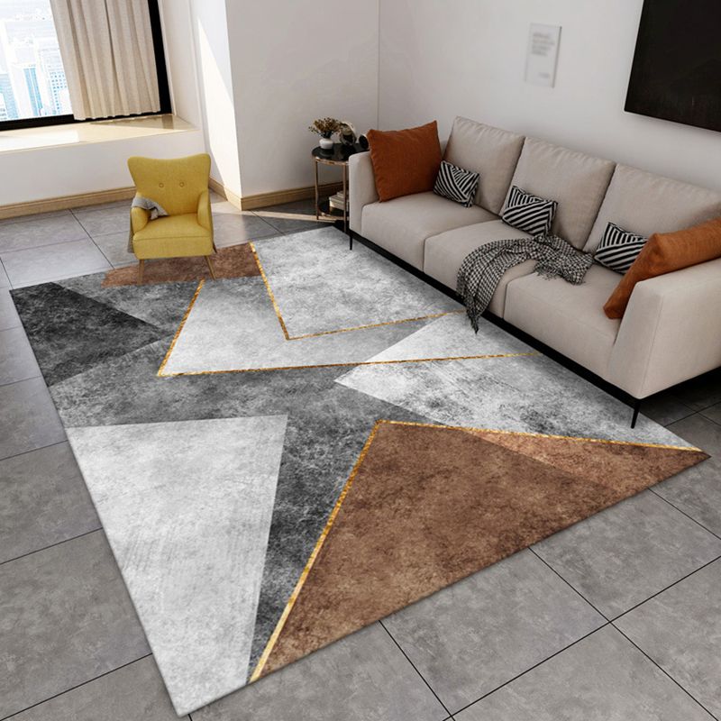 Modern Indoor Rug Polyester Marble Print Rug Non-Slip Backing Carpet for Living Room
