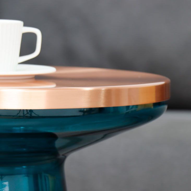 20.47" Tall Mid-century Style Side End Table Glass Pedestal Round Sofa Side Accent Table