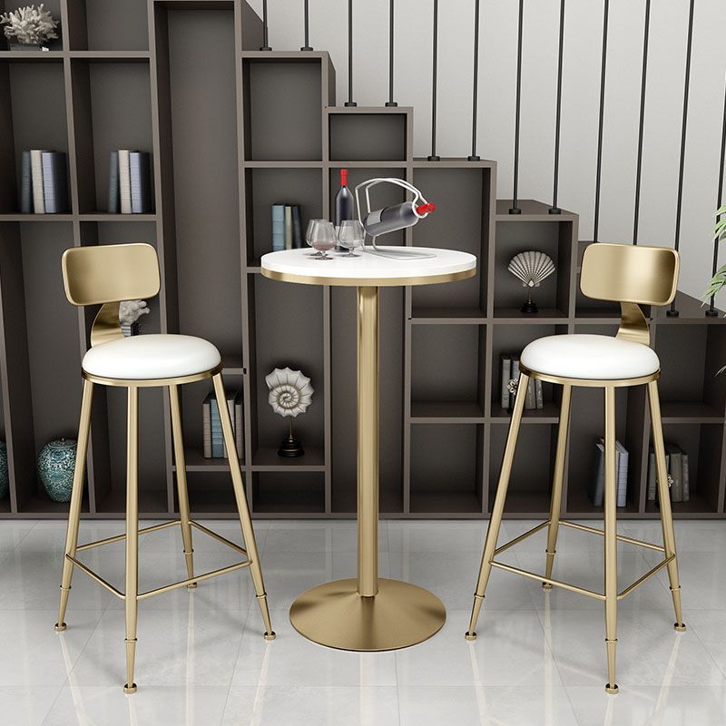 Table de bar en marbre Glam Style Gold Base Bistro Table pour intérieur