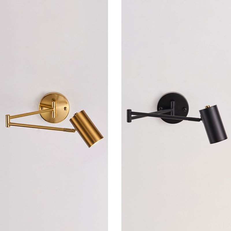 Lámpara de pared ajustable de aluminio electroplacado en la luz de pared cilíndrica de hierro de estilo de lujo moderno