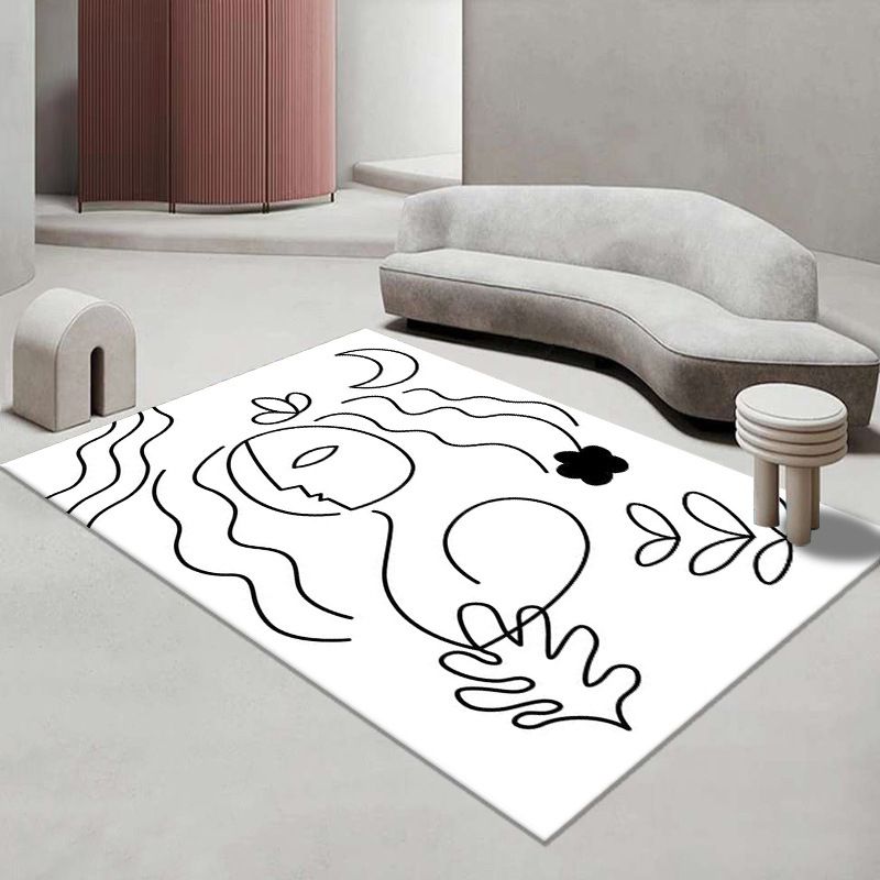 Gray Modern Carpet Polyester Color Piece Carpet Washable Carpet for Living Room