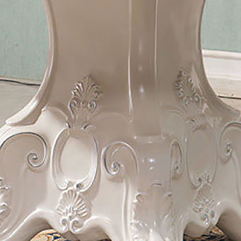 Stone Top Dining Table Round Table with Pedestal Base in White